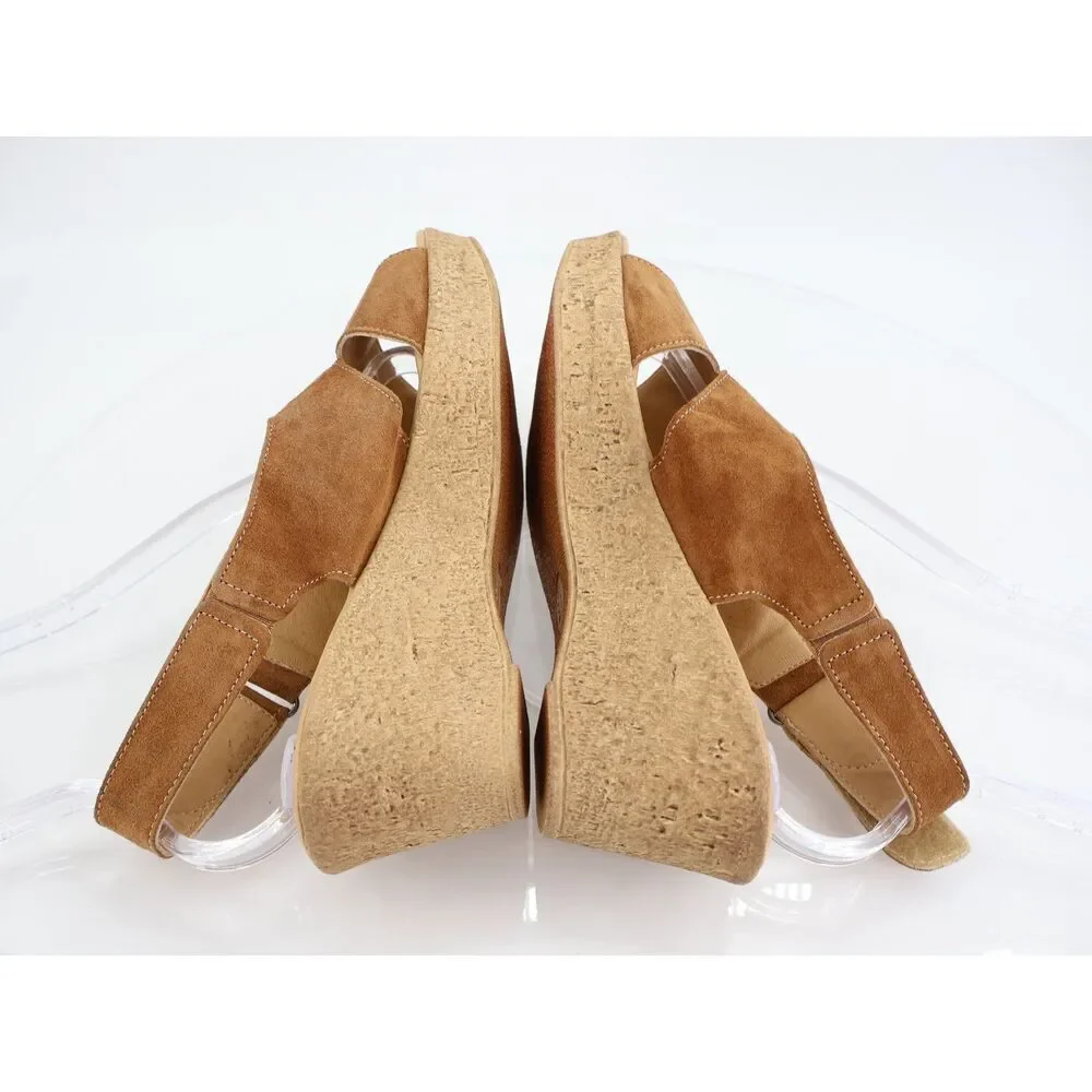 Spring Step Women's Sandal Size 41 10 Brown Suede Wedge Comfy Leather Shoe